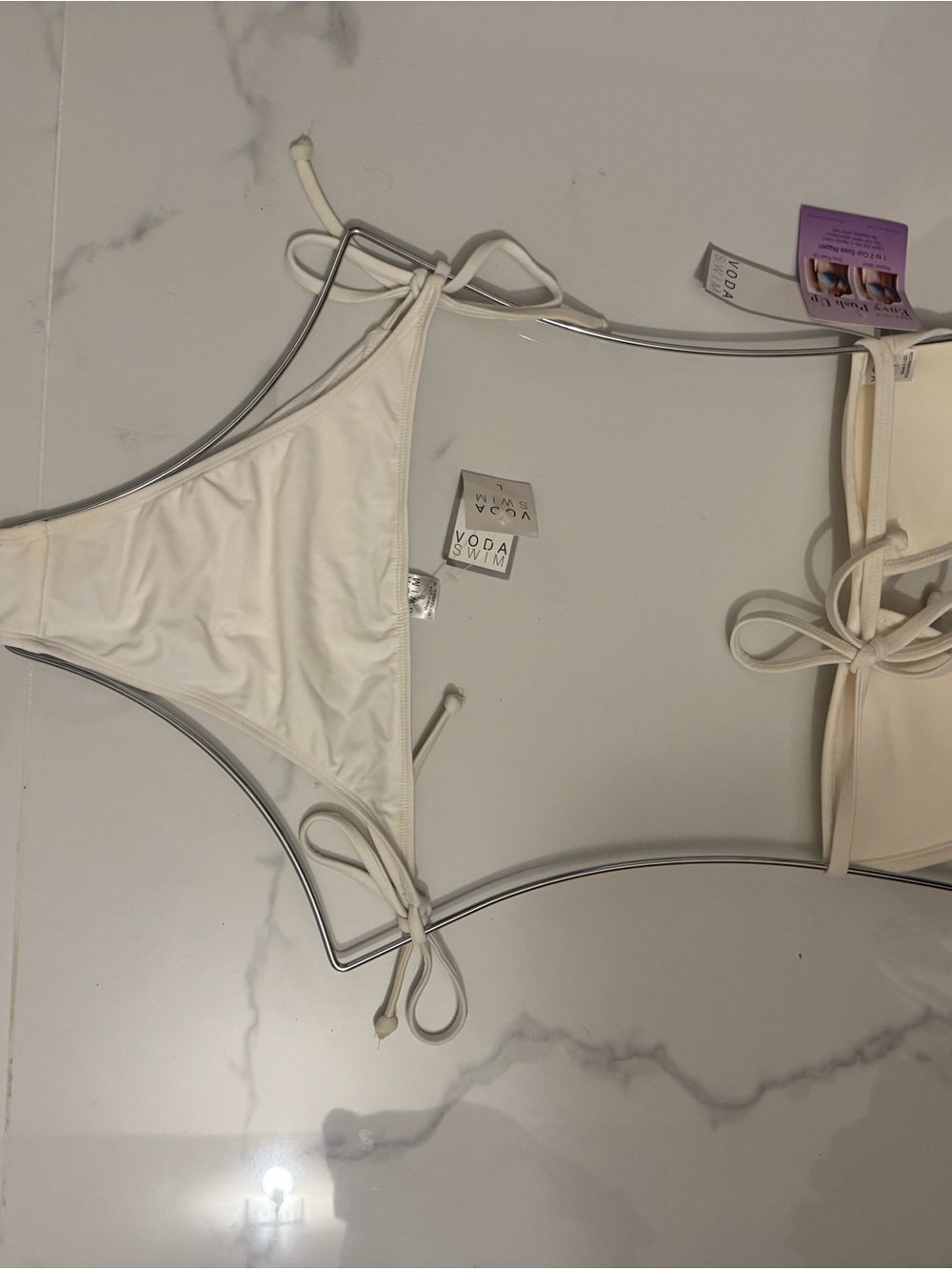 Cream Triangle String Bikini Set - Picture 3 of 4